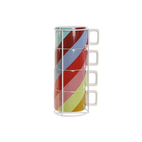 Zestaw filiżanek do kawy DKD Home Decor Biały Wielokolorowy Jasnobrązowy Metal Bambus Dolomite 260 ml