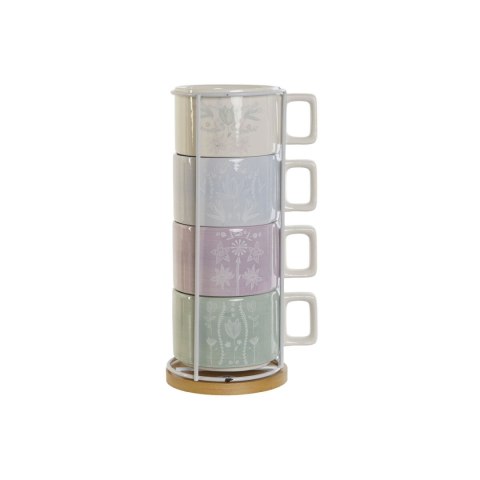 Zestaw filiżanek do kawy DKD Home Decor Kolor Zielony Błękitne niebo Liliowy Metal Bambus Dolomite 260 ml