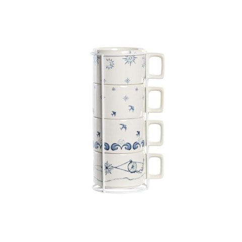 Zestaw filiżanek do kawy DKD Home Decor Niebieski Biały Metal Dolomite 260 ml