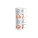 Zestaw filiżanek do kawy DKD Home Decor Niebieski Fuksja Metal Dolomite 260 ml