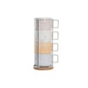 Zestaw filiżanek do kawy DKD Home Decor Żółty Niebieski Biały Czerwony Metal Bambus Dolomite 260 ml