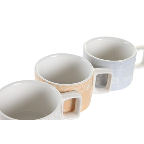 Zestaw filiżanek do kawy DKD Home Decor Żółty Niebieski Biały Czerwony Metal Bambus Dolomite 260 ml