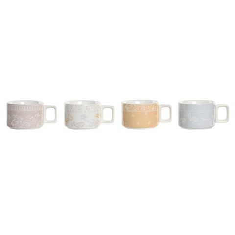 Zestaw filiżanek do kawy DKD Home Decor Żółty Niebieski Biały Czerwony Metal Bambus Dolomite 260 ml