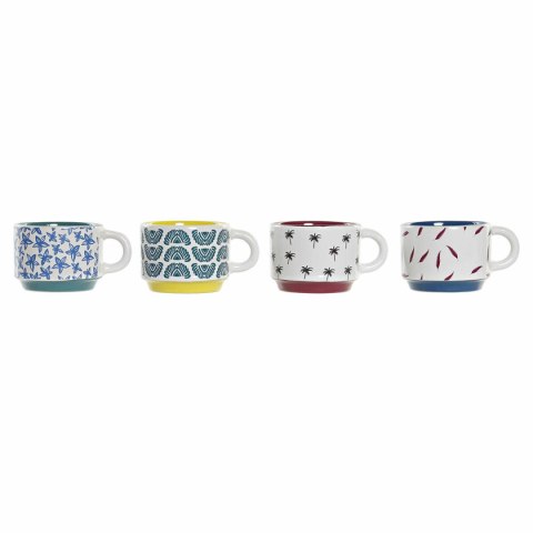 Zestaw filiżanek do kawy DKD Home Decor Żółty Niebieski Wielokolorowy Turkusowy Kasztanowy Metal Kamionka 150 ml