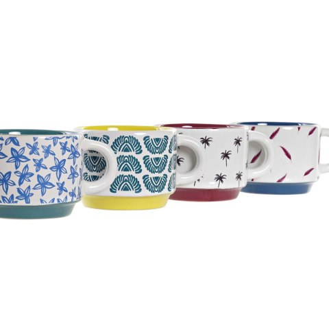 Zestaw filiżanek do kawy DKD Home Decor Żółty Niebieski Wielokolorowy Turkusowy Kasztanowy Metal Kamionka 150 ml