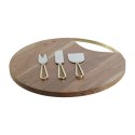 Deska do krojenia DKD Home Decor Złoty Naturalny Stal nierdzewna Drewno akacjowe 35,5 x 35,5 x 1,5 cm (4 Części)