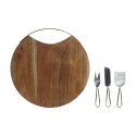 Deska do krojenia DKD Home Decor Złoty Naturalny Stal nierdzewna Drewno akacjowe 35,5 x 35,5 x 1,5 cm (4 Części)