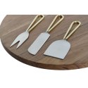 Deska do krojenia DKD Home Decor Złoty Naturalny Stal nierdzewna Drewno akacjowe 35,5 x 35,5 x 1,5 cm (4 Części)