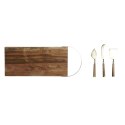 Deska do krojenia DKD Home Decor Złoty Naturalny Stal nierdzewna Drewno akacjowe 46,5 x 17,7 x 2 cm (4 Części)