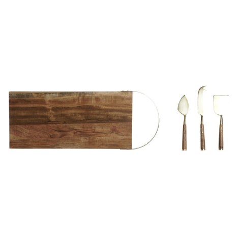 Deska do krojenia DKD Home Decor Złoty Naturalny Stal nierdzewna Drewno akacjowe 46,5 x 17,7 x 2 cm (4 Części)