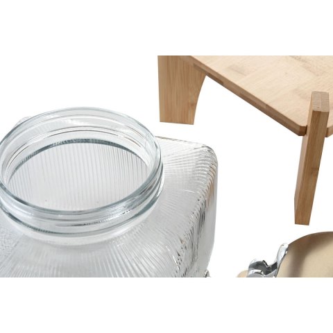 Dyspenser do Wody Home ESPRIT Przezroczysty Naturalny Bambus Szkło 3,5 L 19 x 19 x 16 cm