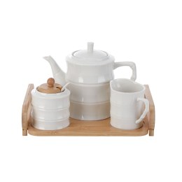 Dzbanek na herbatę Home ESPRIT Biały Bambus Porcelana