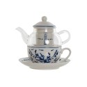 Dzbanek na herbatę Home ESPRIT Niebieski Biały Szkło Porcelana