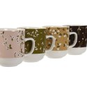 Kubek DKD Home Decor Brązowy Kolor Zielony Różowy Musztarda Porcelana 380 ml (4 Sztuk)