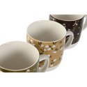 Kubek DKD Home Decor Brązowy Kolor Zielony Różowy Musztarda Porcelana 380 ml (4 Sztuk)