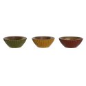 Miska na Przekąski Home ESPRIT Żółty Kolor Zielony Koral Drewno mango 15 x 15 x 8 cm (3 Sztuk)