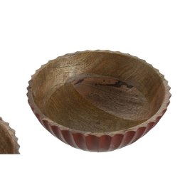 Miska na Przekąski Home ESPRIT Żółty Kolor Zielony Koral Drewno mango 15 x 15 x 8 cm (3 Sztuk)