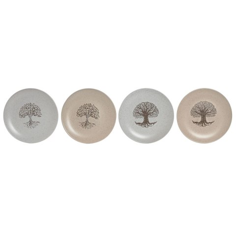 Płaski Talerz Home ESPRIT Biały Beżowy Kamionka Tradycyjny 20 x 20 x 2,5 cm