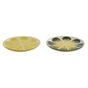 Płaski Talerz Home ESPRIT Żółty Kolor Zielony Kamionka Cytrynowa 22,5 x 22,5 x 2,5 cm (2 Sztuk)