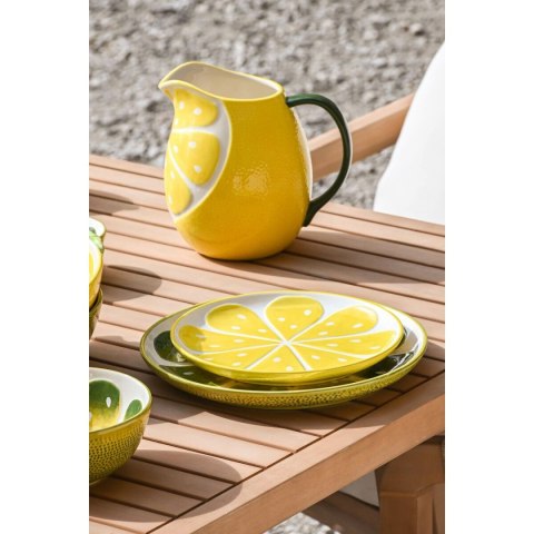 Płaski Talerz Home ESPRIT Żółty Kolor Zielony Kamionka Cytrynowa 22,5 x 22,5 x 2,5 cm (2 Sztuk)