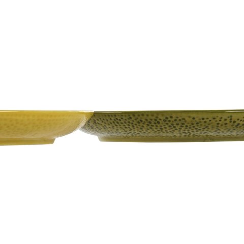Płaski Talerz Home ESPRIT Żółty Kolor Zielony Kamionka Cytrynowa 22,5 x 22,5 x 2,5 cm (2 Sztuk)