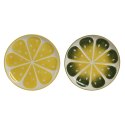 Płaski Talerz Home ESPRIT Żółty Kolor Zielony Kamionka Cytrynowa 22,5 x 22,5 x 2,5 cm (2 Sztuk)