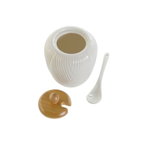 Pojemnik na Cukier DKD Home Decor Biały Naturalny Bambus Porcelana 31 x 9 x 7 cm 4 Części