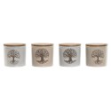 Pojemnik na Cukier Home ESPRIT Biały Beżowy Bambus Kamionka 9,5 x 9,5 x 9,5 cm (4 Sztuk)