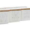 Solniczka z pokrywką DKD Home Decor Niebieski Biały Kolor Zielony Liliowy Bambus Scandi 750 ml 14 x 12,5 x 12 cm (3 Sztuk)