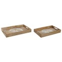 Tacka do przekąsek Home ESPRIT Biały Naturalny Drzewo Indianin Wytrawianie 43,5 x 27 x 5,5 cm (2 Sztuk)