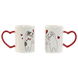 Zestaw 2 kubeczków Home ESPRIT Love Biały Czerwony Kotów
