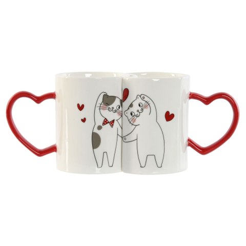Zestaw 2 kubeczków Home ESPRIT Love Biały Czerwony Kotów