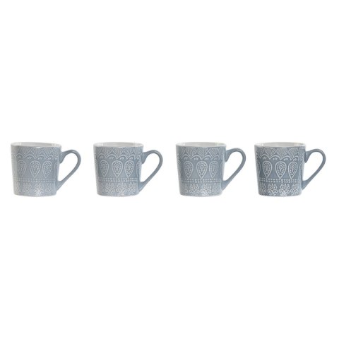 Zestaw 4 kubeczków Home ESPRIT Niebieski Kamionka 340 ml 13 x 9,5 x 9,2 cm Mandala