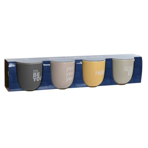 Zestaw 4 kubeczków Home ESPRIT Żółty Beżowy Szary Różowy Porcelana 410 ml 13 x 9 x 9,4 cm