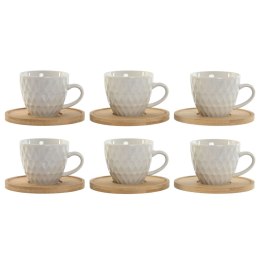 Zestaw 6 filiżanek z talerzykami Home ESPRIT Biały Bambus Porcelana 90 ml