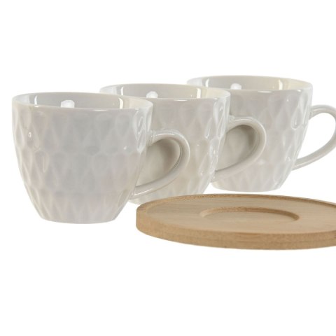 Zestaw 6 filiżanek z talerzykami Home ESPRIT Biały Bambus Porcelana 90 ml