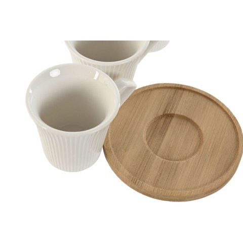 Zestaw 6 filiżanek z talerzykami Home ESPRIT Biały Bambus Porcelana 90 ml