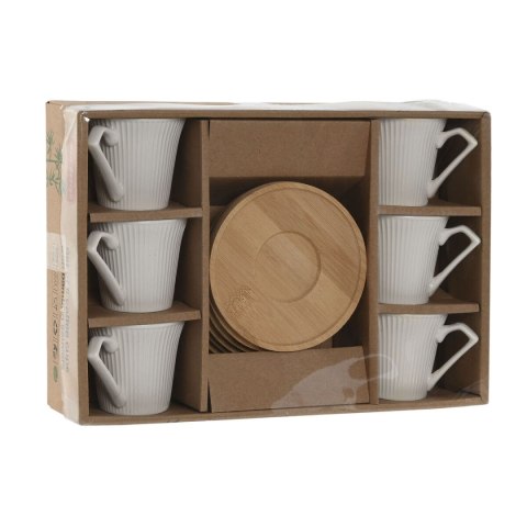 Zestaw 6 filiżanek z talerzykami Home ESPRIT Biały Bambus Porcelana 90 ml