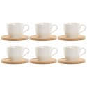 Zestaw 6 filiżanek z talerzykami Home ESPRIT Biały Naturalny Bambus Porcelana 220 ml