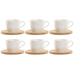 Zestaw 6 filiżanek z talerzykami Home ESPRIT Biały Naturalny Bambus Porcelana 220 ml