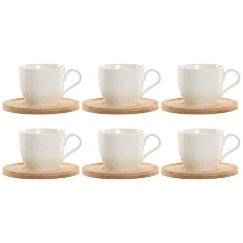 Zestaw 6 filiżanek z talerzykami Home ESPRIT Biały Naturalny Bambus Porcelana 220 ml
