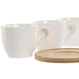 Zestaw 6 filiżanek z talerzykami Home ESPRIT Biały Naturalny Bambus Porcelana 220 ml