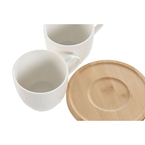Zestaw 6 filiżanek z talerzykami Home ESPRIT Biały Naturalny Bambus Porcelana 220 ml