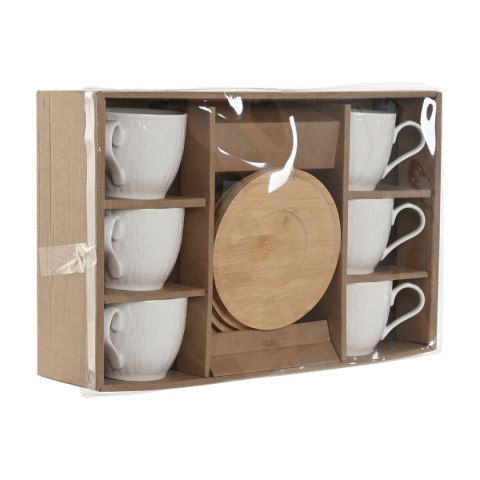 Zestaw 6 filiżanek z talerzykami Home ESPRIT Biały Naturalny Bambus Porcelana 220 ml