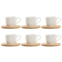 Zestaw 6 filiżanek z talerzykami Home ESPRIT Biały Naturalny Bambus Porcelana 220 ml