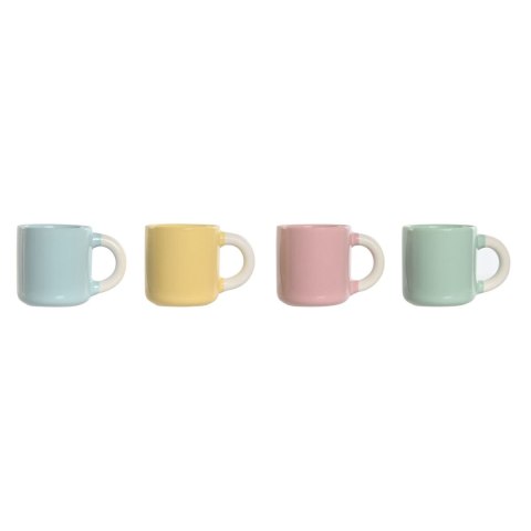 Zestaw filiżanek do kawy Home ESPRIT Żółty Niebieski Kolor Zielony Różowy Porcelana 110 ml 4 Części