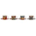 Zestaw filiżanek i talerzyków Home ESPRIT Żółty Czerwony Porcelana 220 ml 15,6 x 15,6 x 1,7 cm (4 Sztuk)