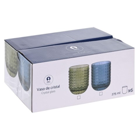 Zestaw kieliszków Home ESPRIT Kolor Zielony Szkło Z reliefem 275 ml (6 Sztuk)