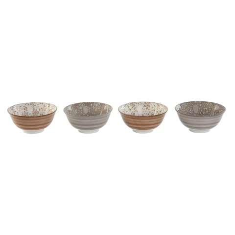 Zestaw misek Home ESPRIT Brązowy Beżowy Porcelana Kvety Shabby Chic 15 x 15 x 7 cm