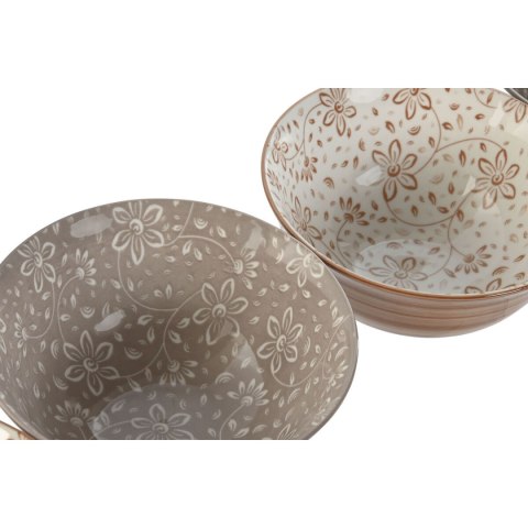 Zestaw misek Home ESPRIT Brązowy Beżowy Porcelana Kvety Shabby Chic 15 x 15 x 7 cm